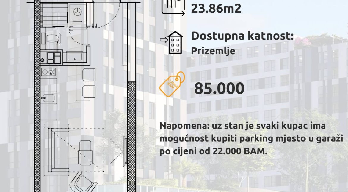 Garsonjera Stambeni Kompleks 1 2 Centra 24m2