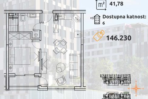 2 Centra prodaja Jednosoban Stan 41m2 NekretnineInn